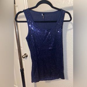 Navy blue sequin top size small